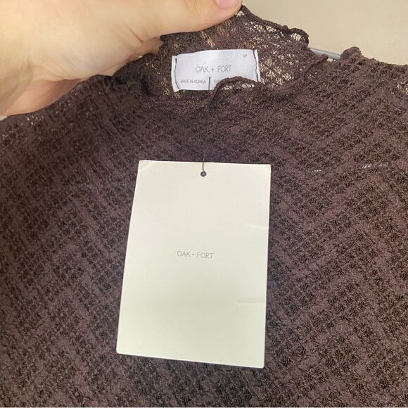 Oak + Fort NWT Brown Mesh Mock-Neck Mini Dress Size Small - Picture 6 of 8